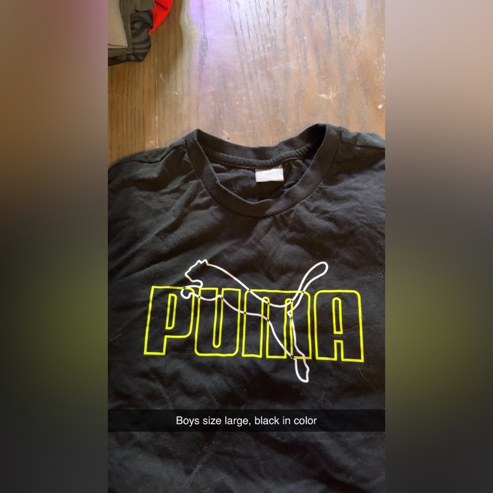 Puma Black Tee with Neon Yellow Outline